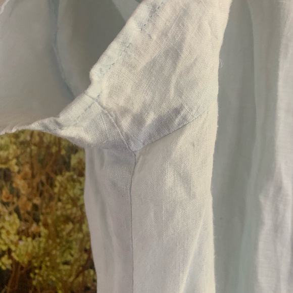 EILEEN FISHER Pastel Blue 100% Irish Linen SIZE S CAP SLEEVE BLOUSE - Picture 6 of 8
